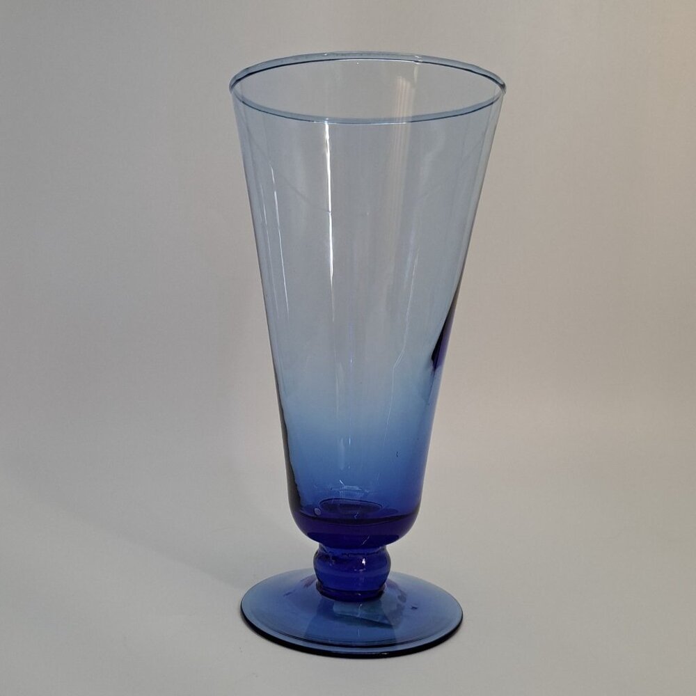 Blue Iced Tea Glass With Flared Rim & Sturdy Base Mexico - Picture 2 of 8